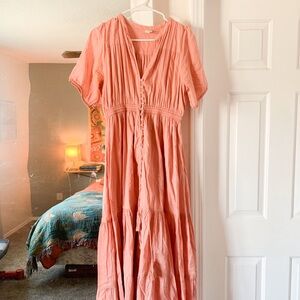 Pink Cottagecore Maxi Dress